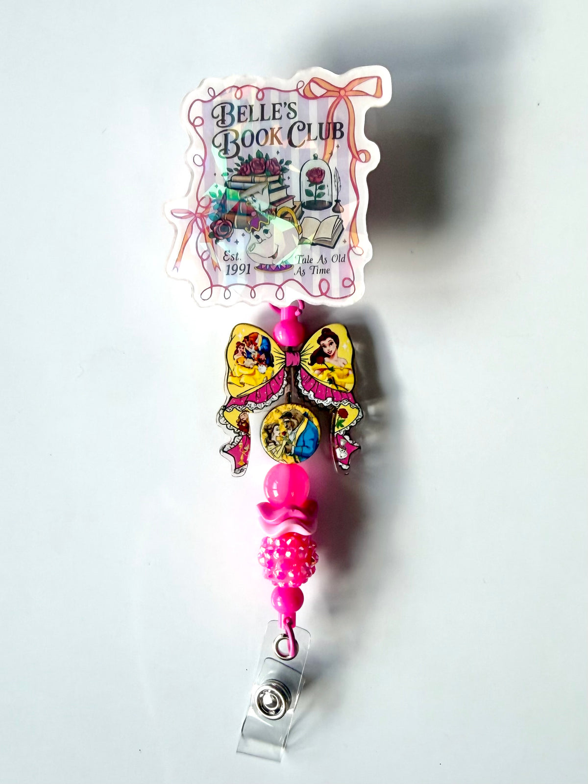 Belle's Bookclub Beaded Interchangeable Badge Reel