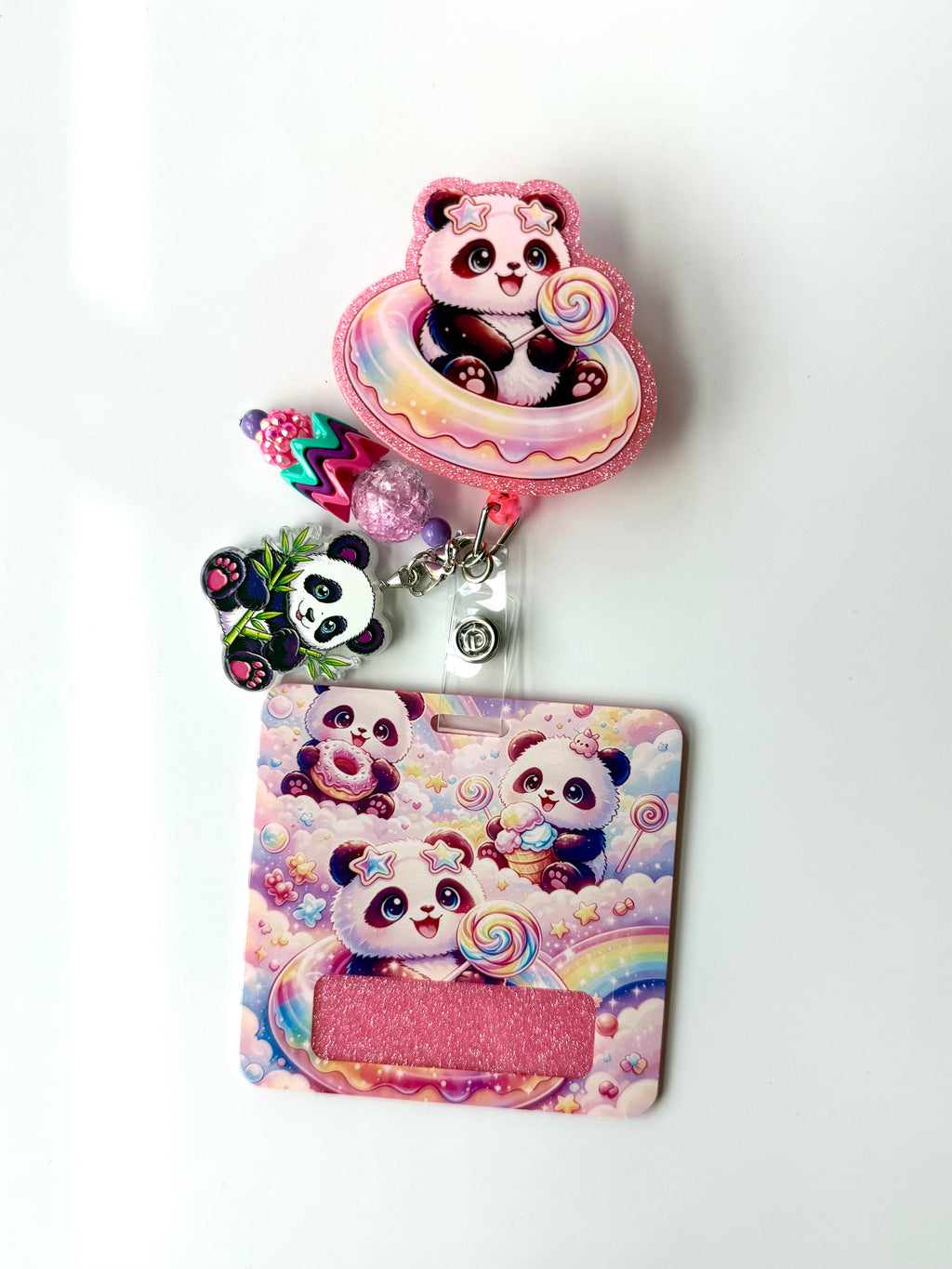 90s Rainbow Panda Interchangeable Badge Reel Buddy
