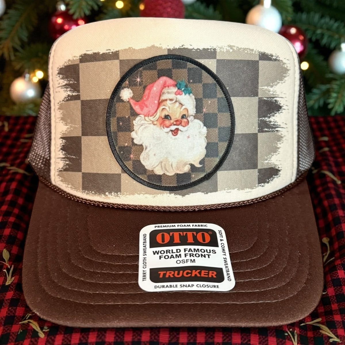 Checkered Santa Christmas Cap