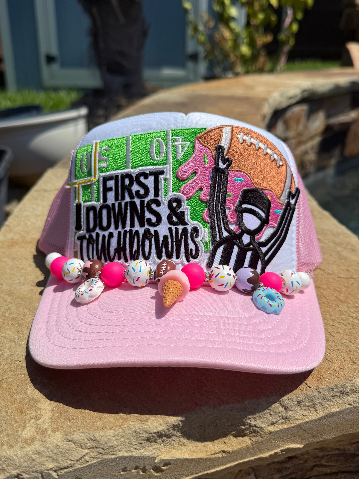 First Downs & Touchdowns Pink Drip Cap