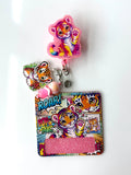90s Rainbow Pink Tiger Interchangeable Badge Reel Buddy