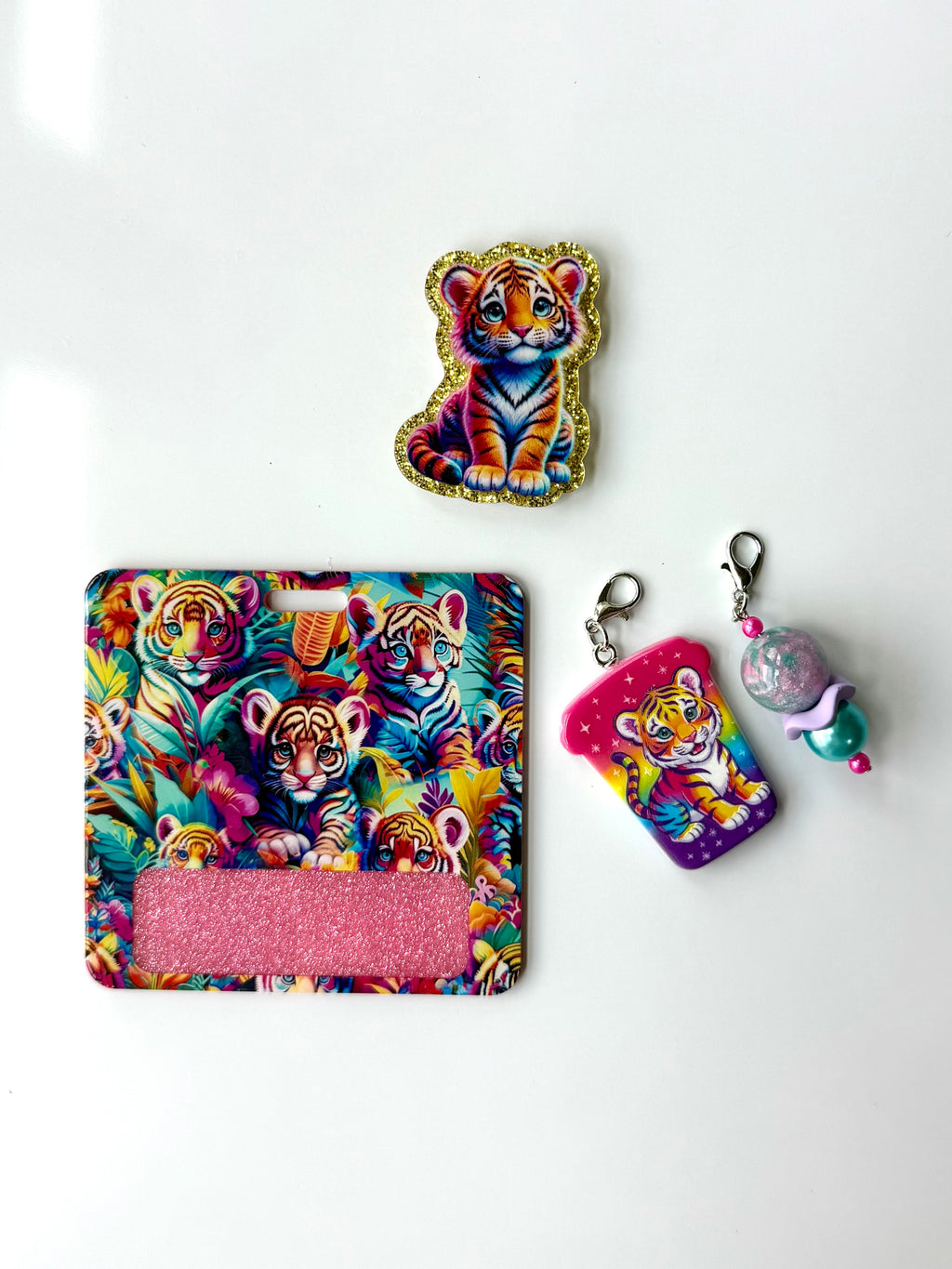 90s Rainbow Tiger Interchangeable Badge Reel Buddy