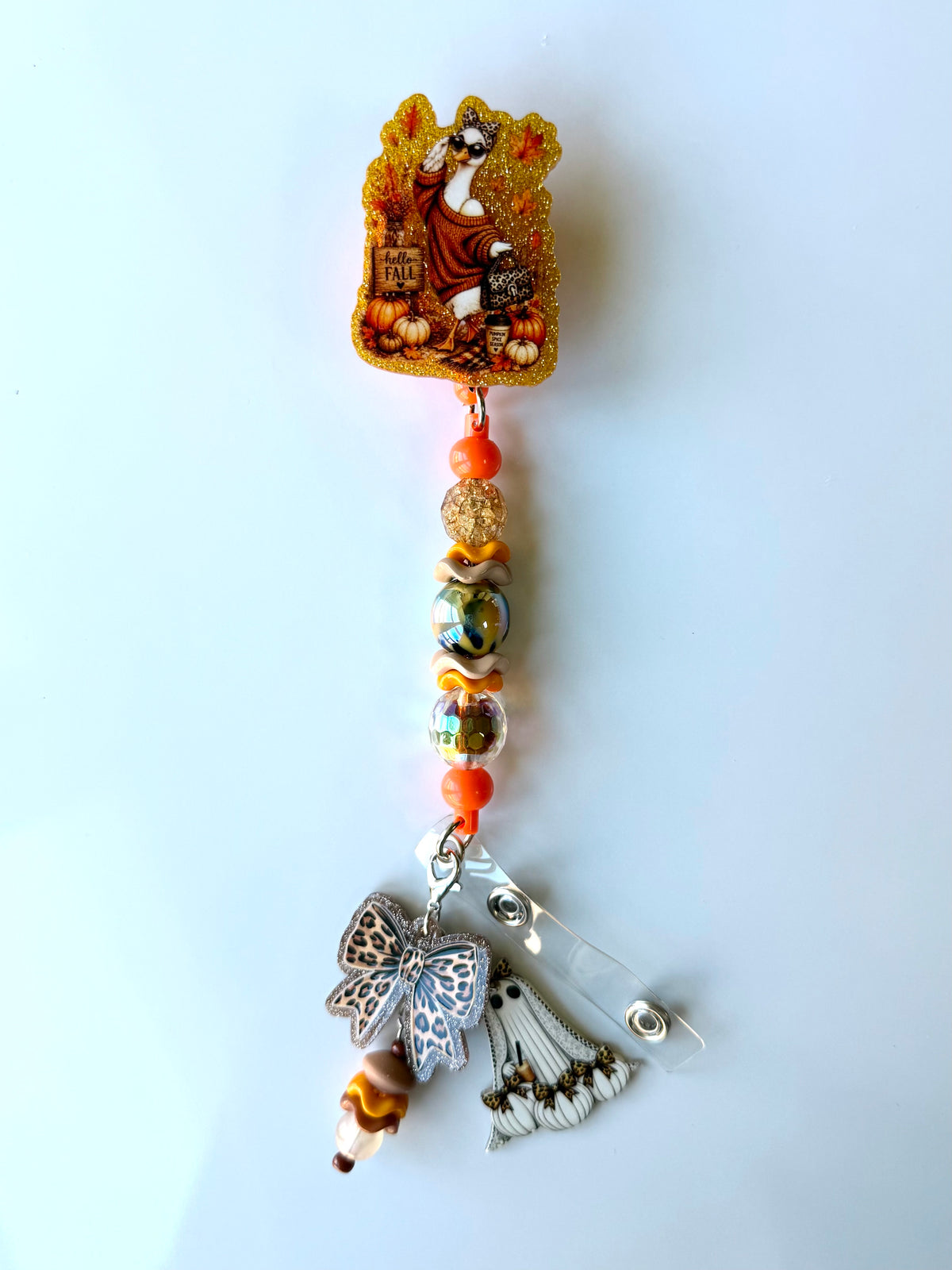 Fall Goose Beaded Interchangeable Badge Reel