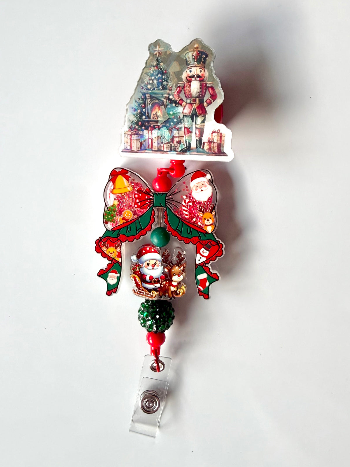 Christmas Nutcracker Beaded Interchangeable Badge Reel