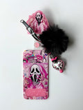 Pink Ghost Face Interchangeable Badge Reel Buddy
