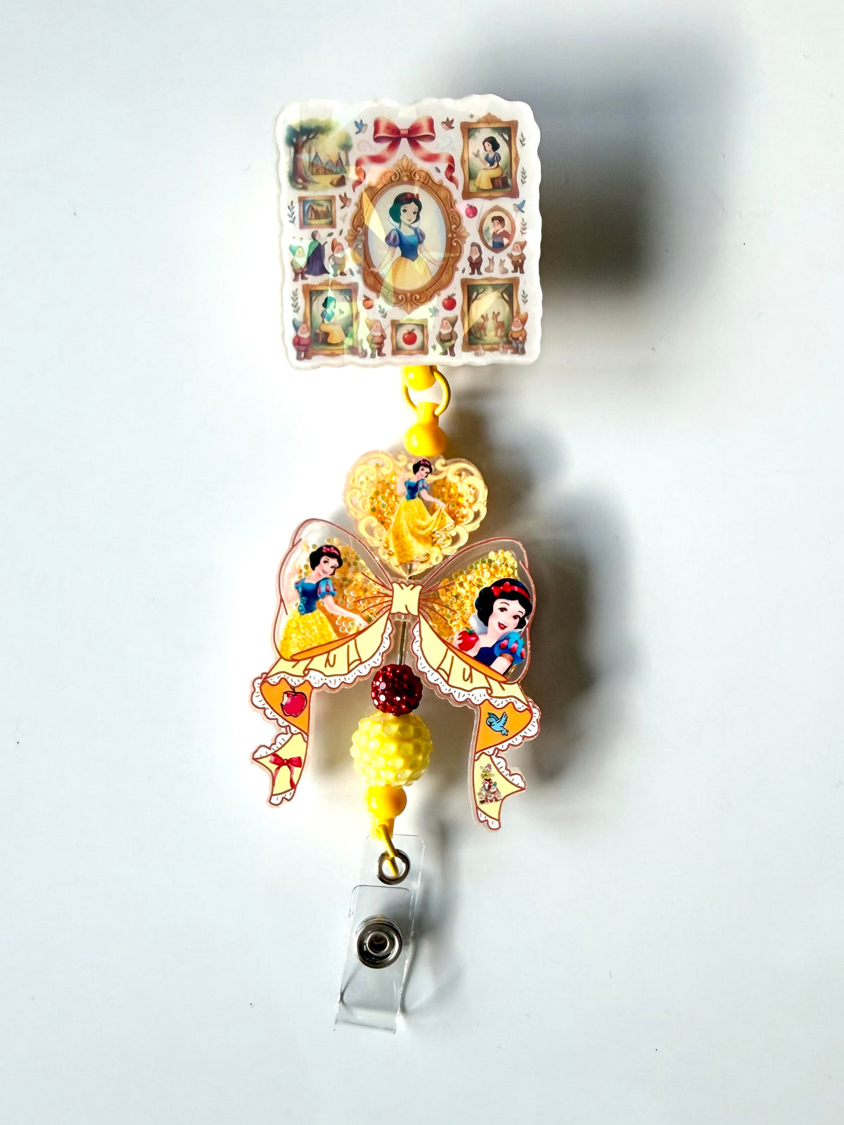 Snow White Beaded Interchangeable Badge Reel