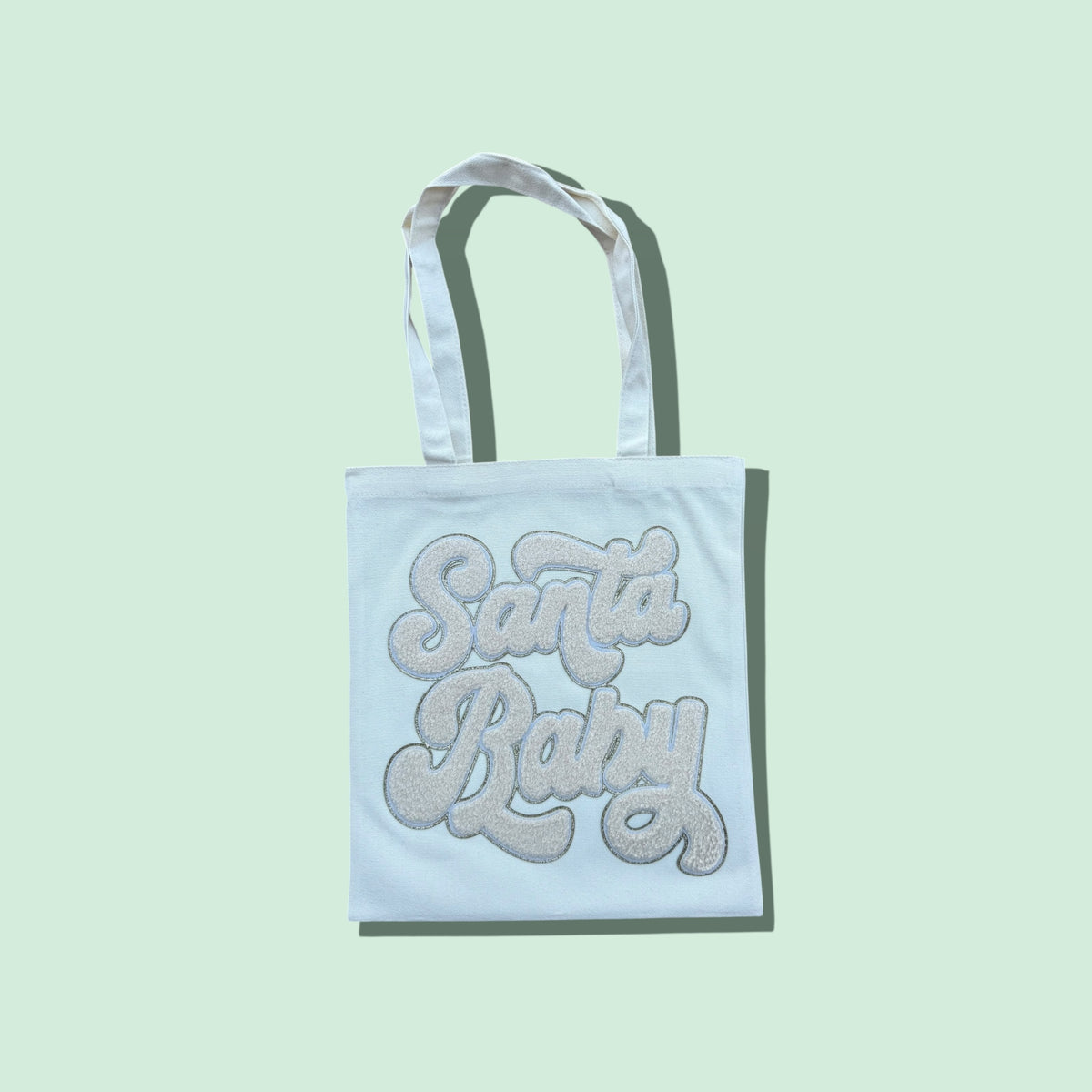 Cream Santa Baby Patch Tote