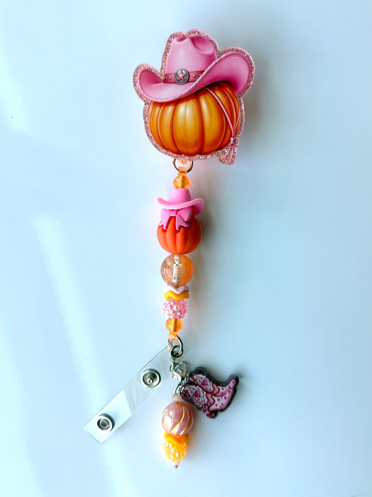 Cowboy Pumpkin Beaded Interchangeable Badge Reel