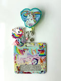 90s Rainbow Unicorn Interchangeable Badge Reel Buddy