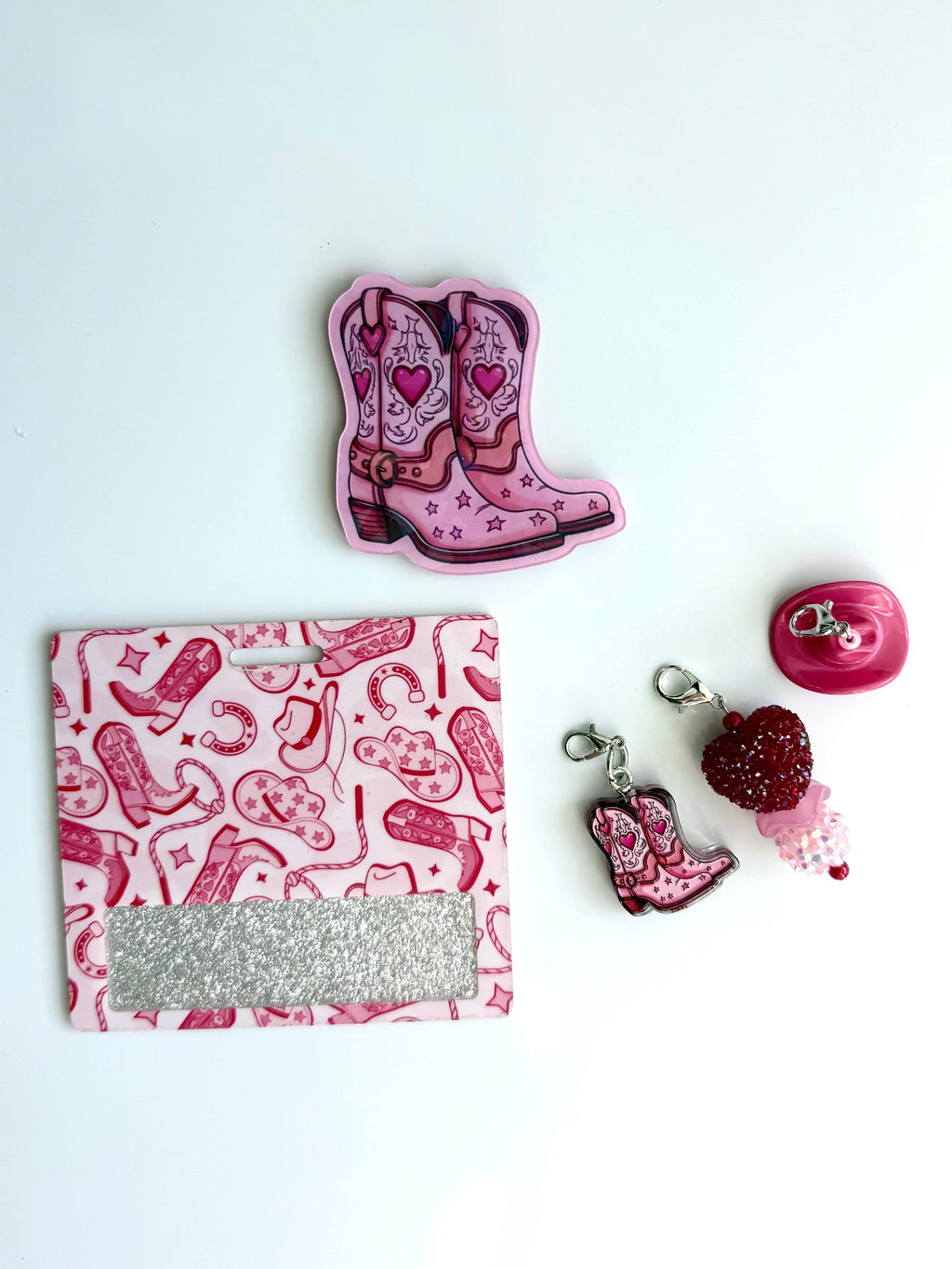 Pink Boots Interchangeable Badge Reel Buddy