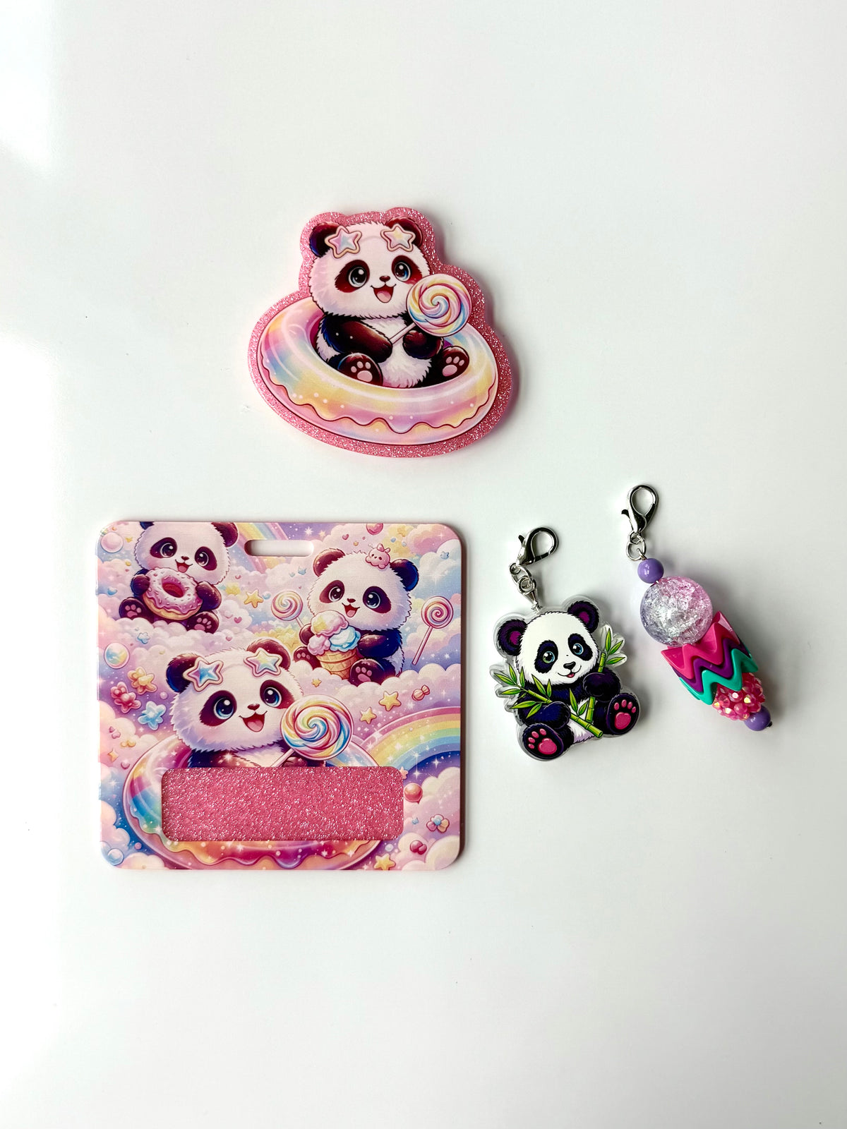 90s Rainbow Panda Interchangeable Badge Reel Buddy
