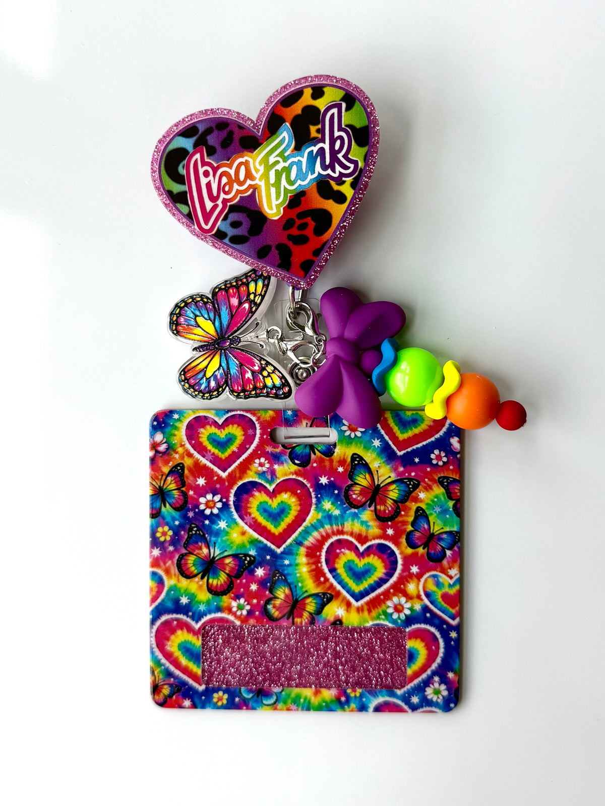 90s Rainbow Heart Interchangeable Badge Reel Buddy