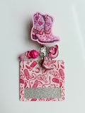 Pink Boots Interchangeable Badge Reel Buddy