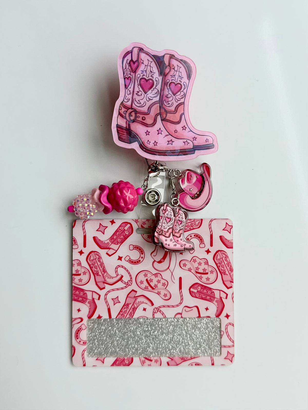 Pink Boots Interchangeable Badge Reel Buddy