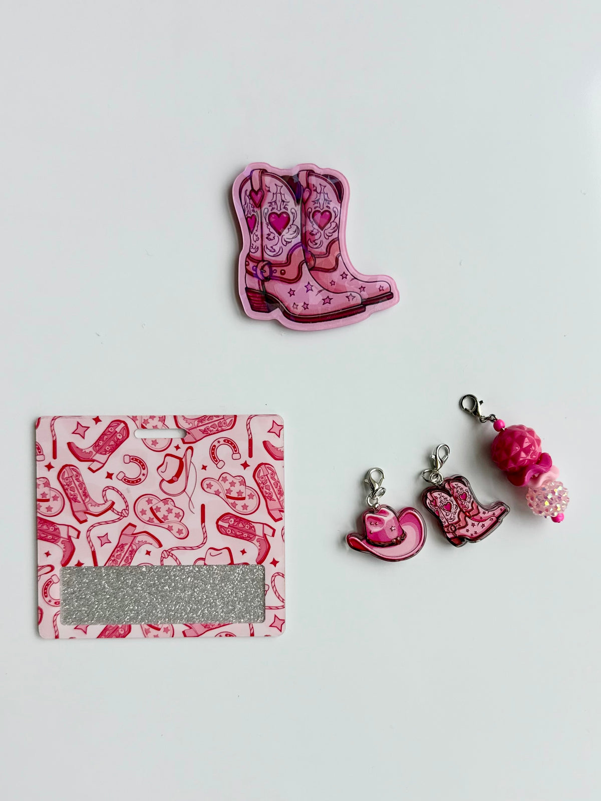 Pink Boots Interchangeable Badge Reel Buddy