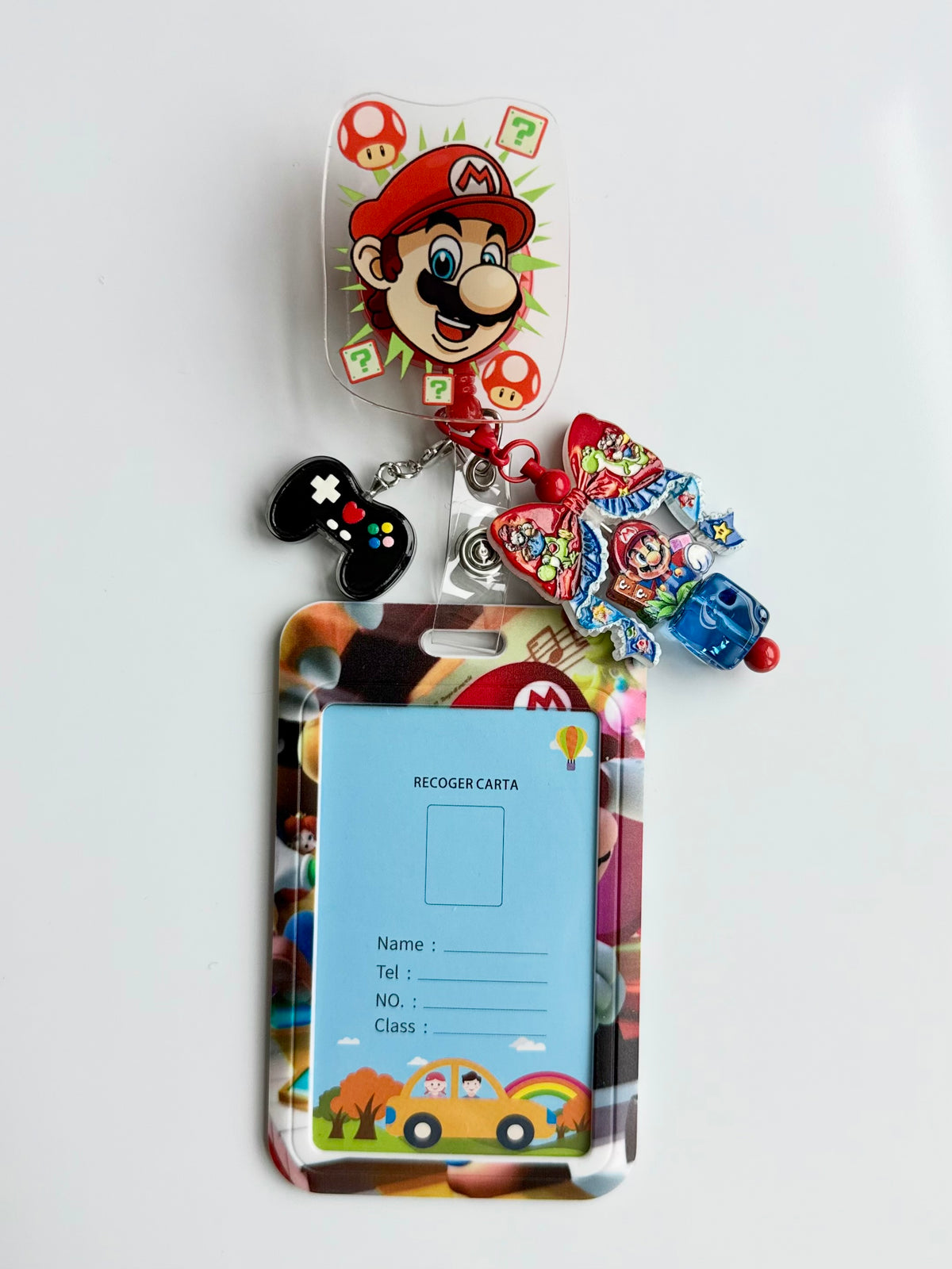 Mario Charmed Badge Reel with ID Holder