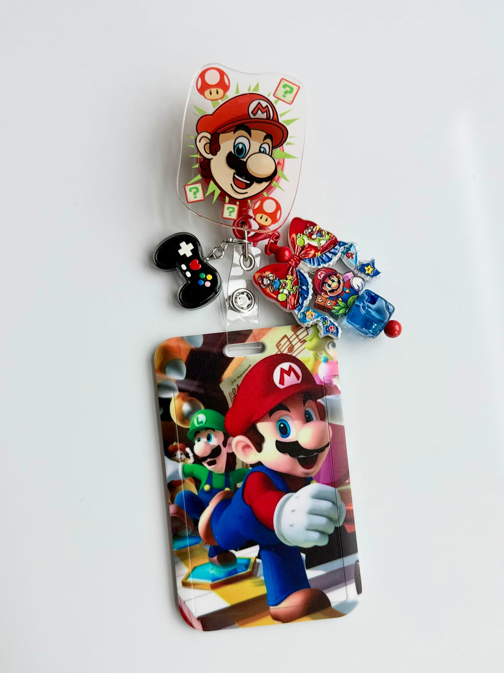 Mario Charmed Badge Reel with ID Holder