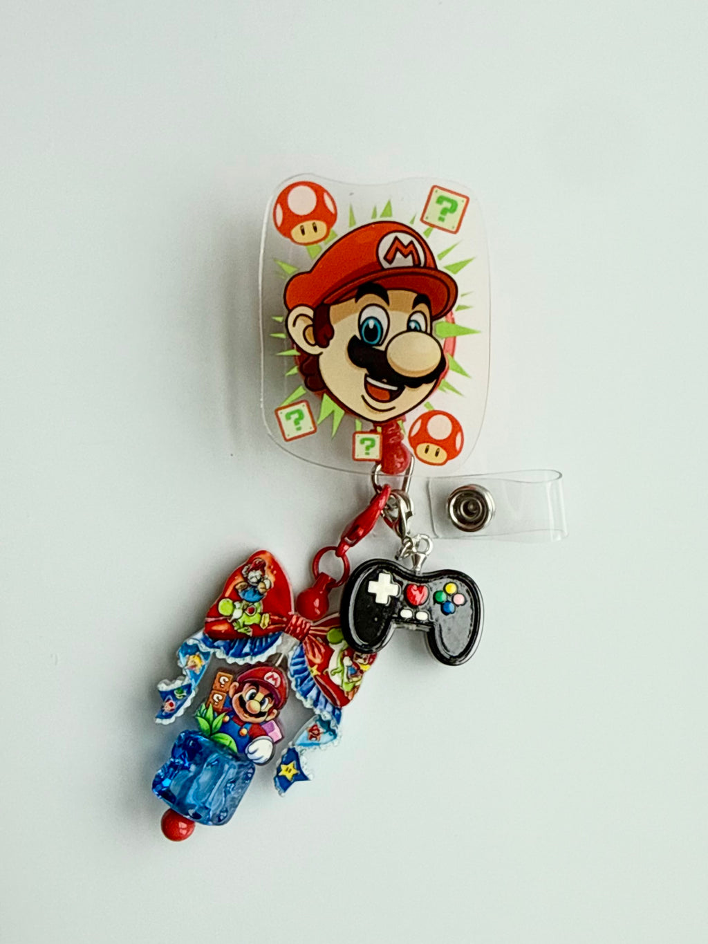 Mario Charmed Badge Reel with ID Holder