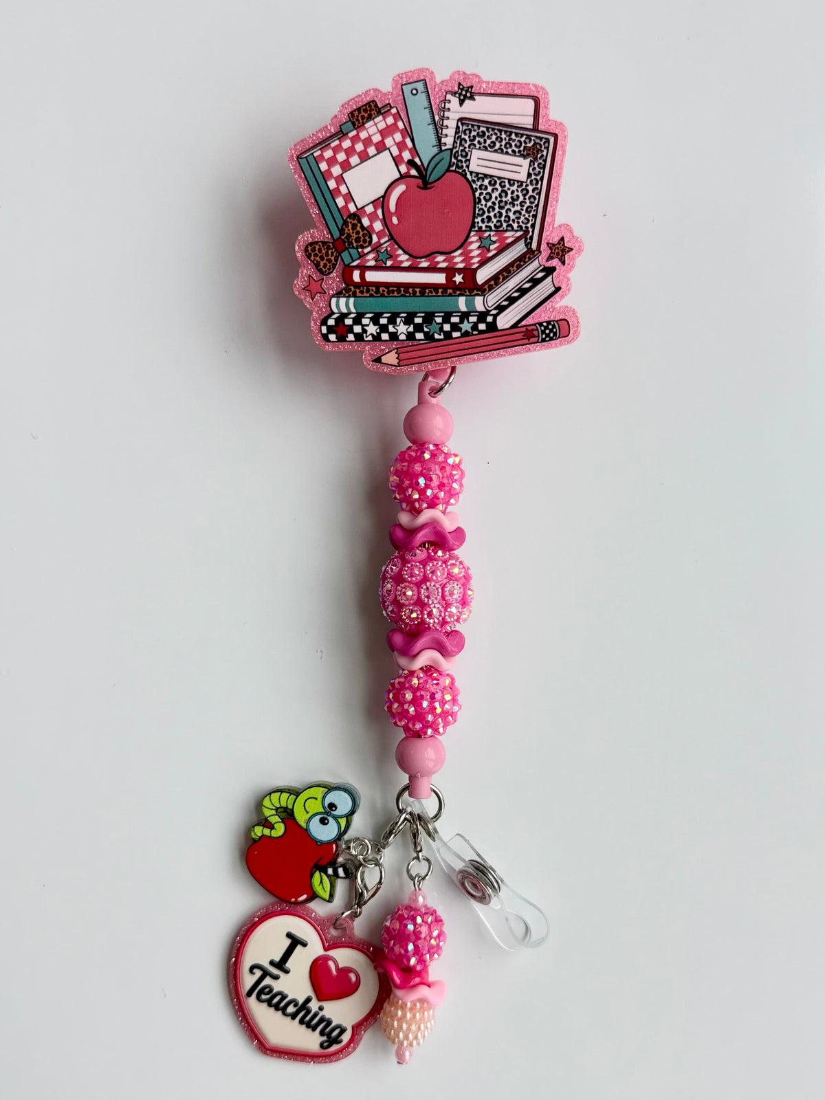 Teacher Beaded Interchangeable Badge Reel