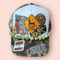 Camo & White DEER XING Trucker Hat