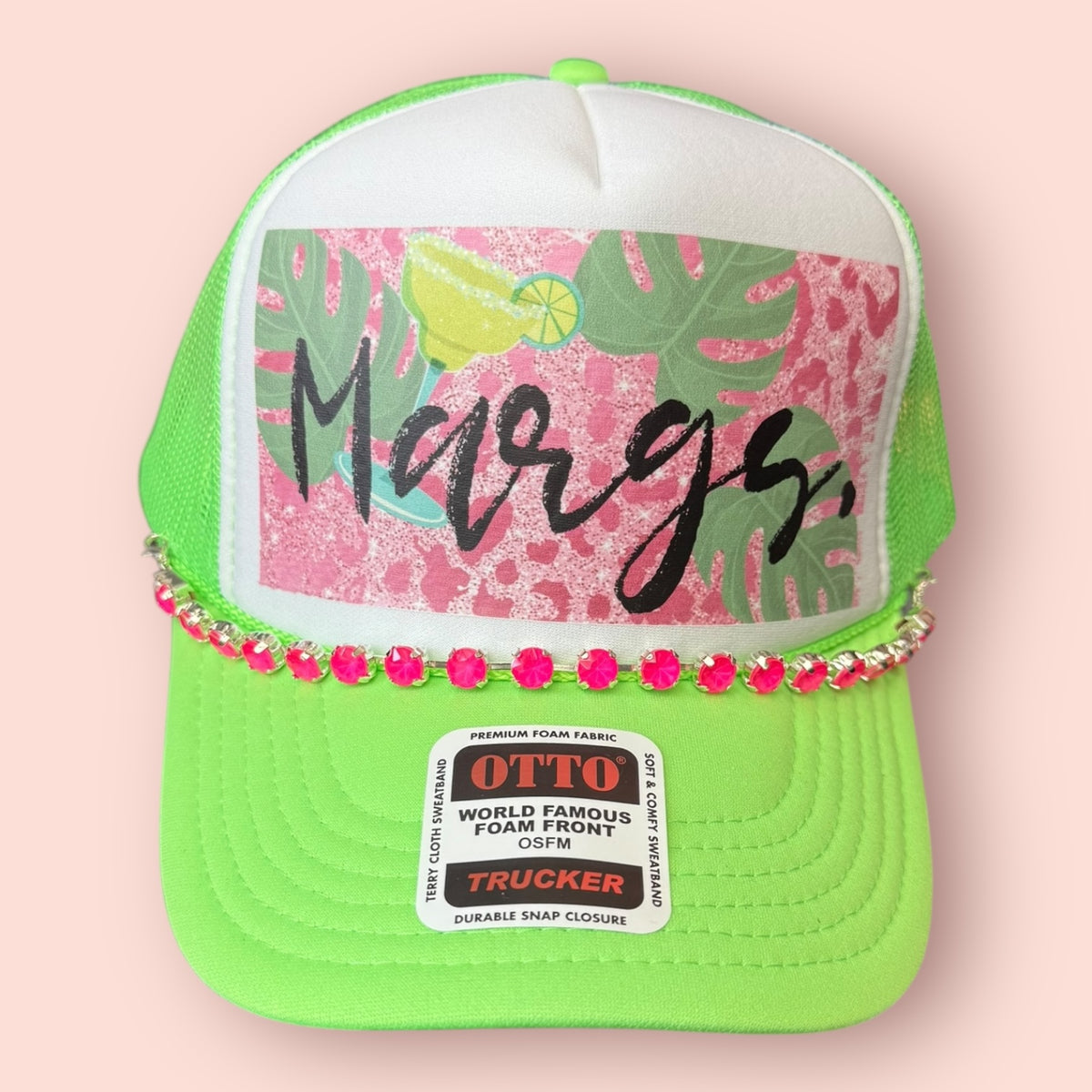 Neon Green & White Margs. Trucker Hat