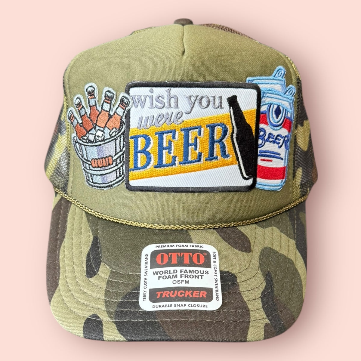 Camo Wish You Were Beer Trucker Hat