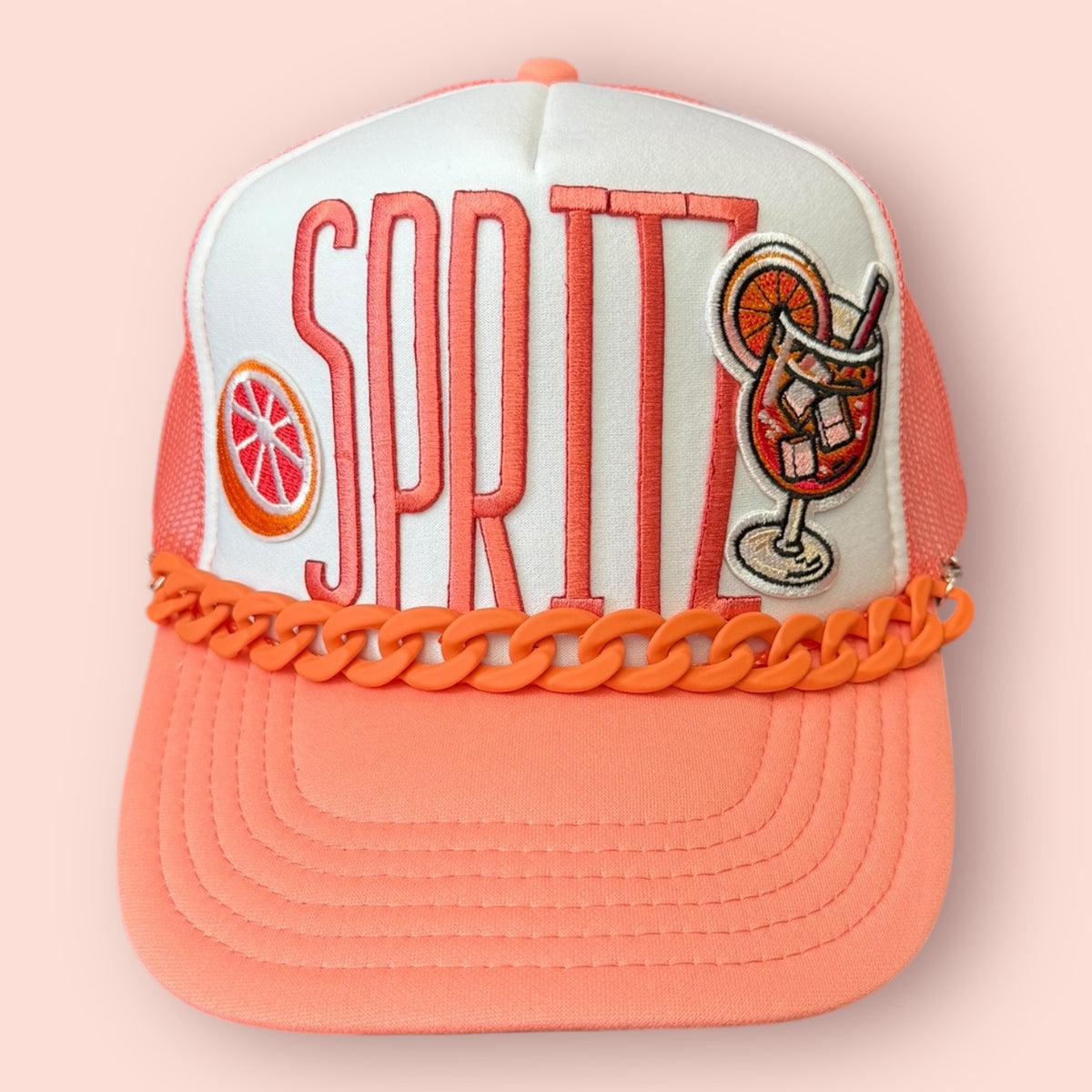 Coral & White Spritz Trucker Hat