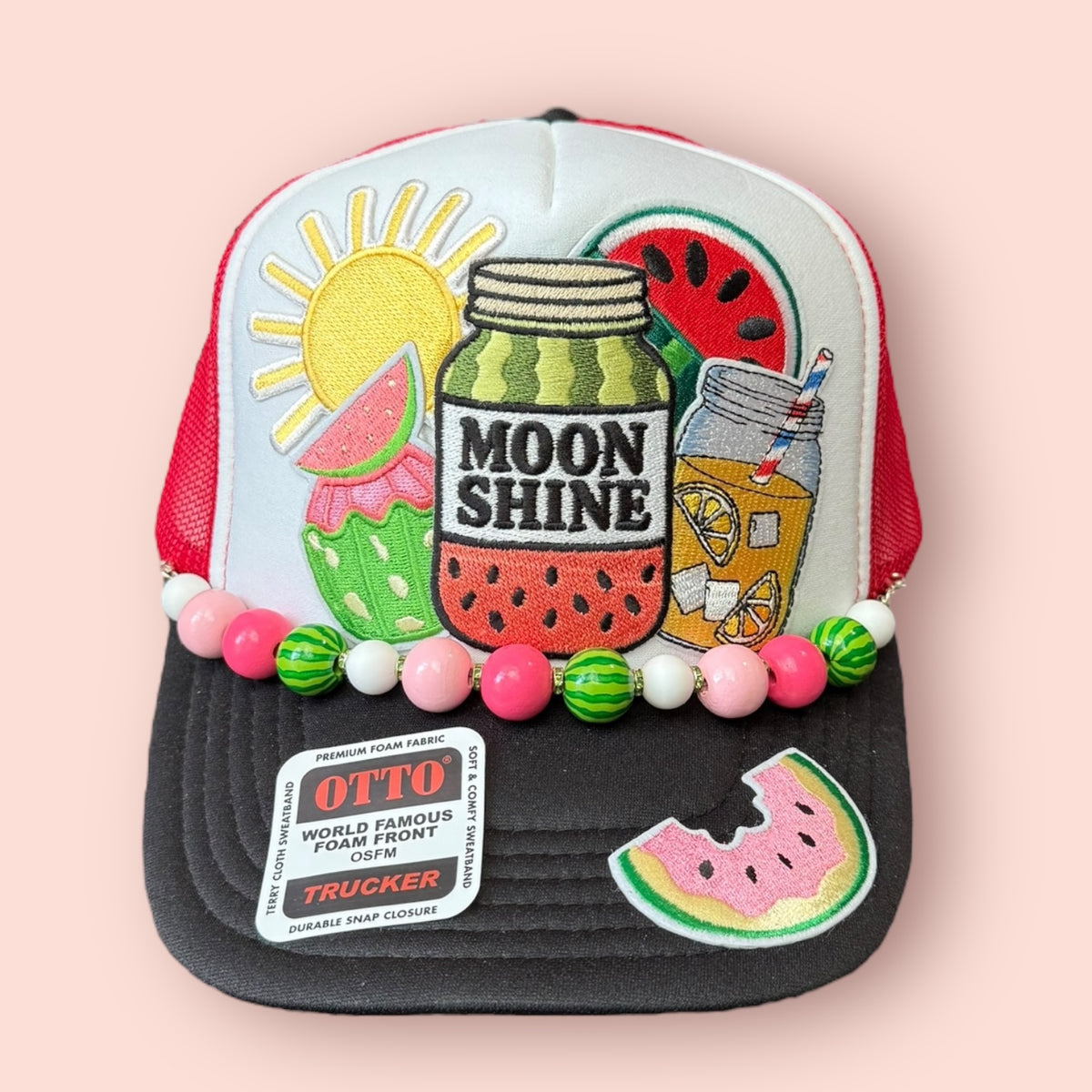 Red, White & Black Watermelon Moonshine Trucker Hat