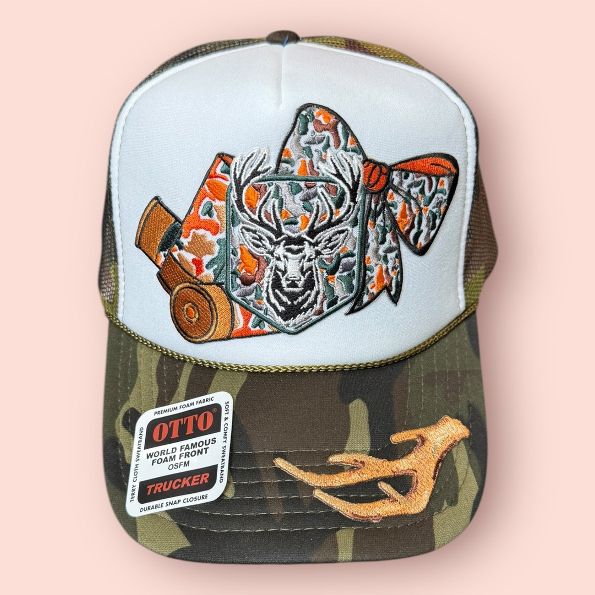 Cam & White Deer with Bow Hunting Trucker Hat